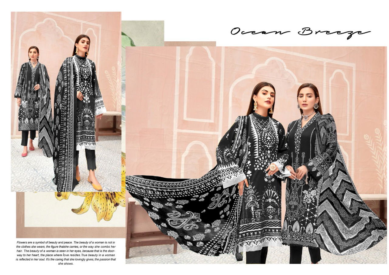 Mishri Black White Lalest Fancy Designer Black And White Heavy Cotton Print Karachi Dress Material
